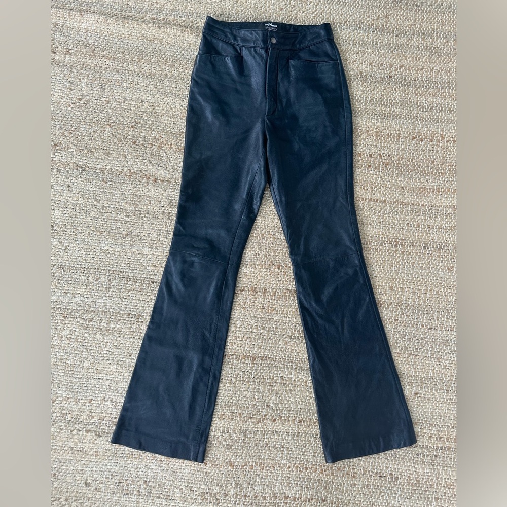 Vintage Maxima Wilson’s Leather high rise slight‎ flare black leather pants sz 2